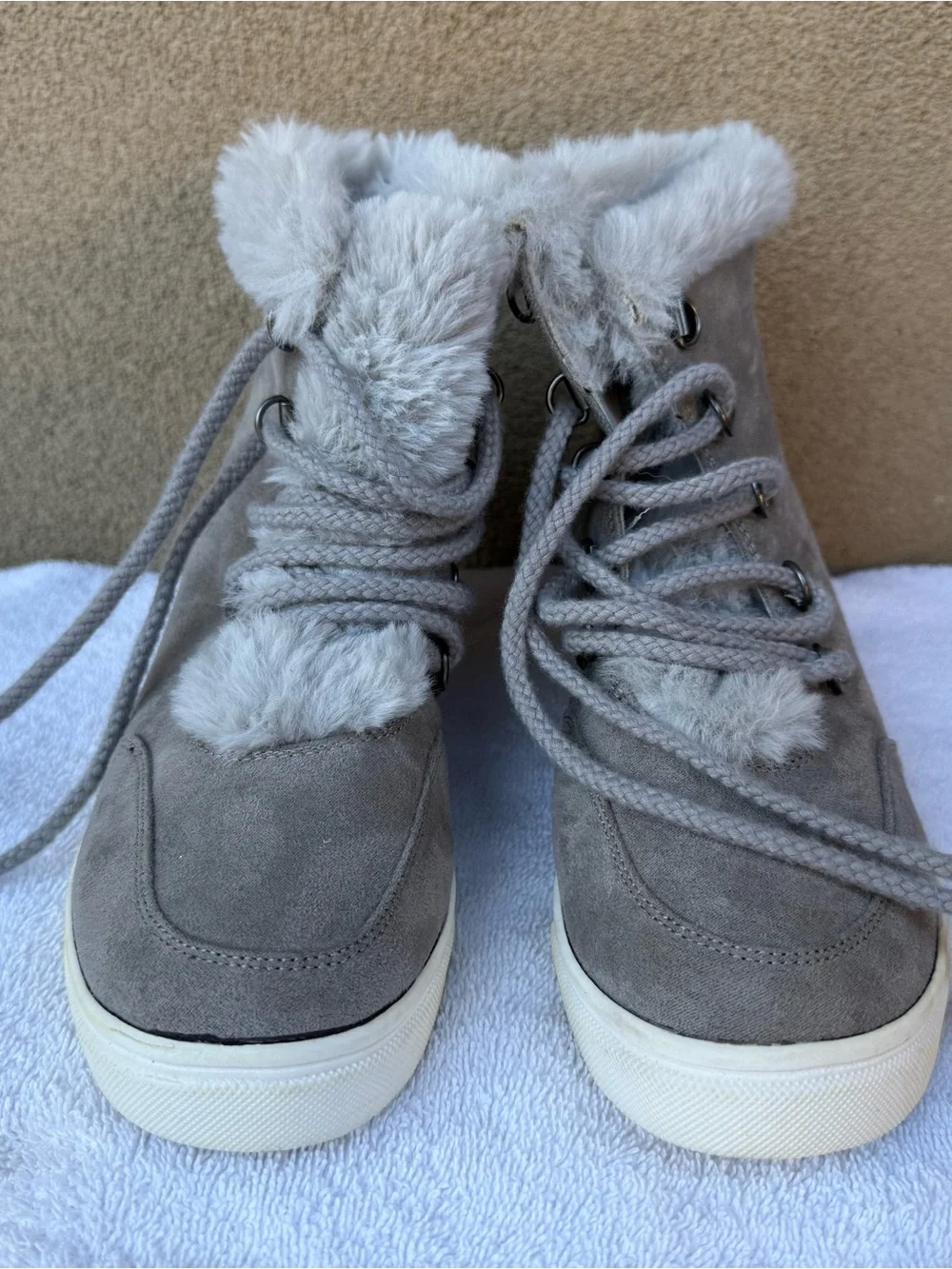 Faux Fur Lined Gray Women's Winter Boots